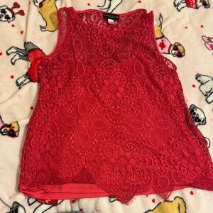 Simply Styled Crimson Lace Tank Top